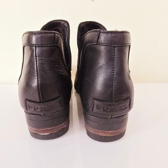 Sorel Lolla II Cut Out Bootie Black Leather Ankle Boots Women's Size 9.5 - Picture 9 of 10